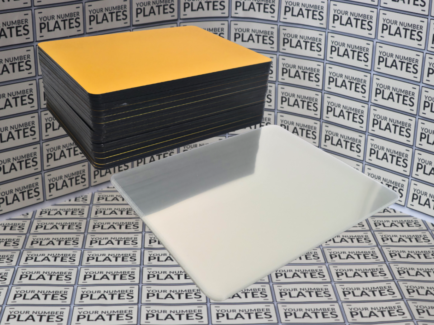 Twenty five yellow motorcycle substrates with twenty five clear laser films