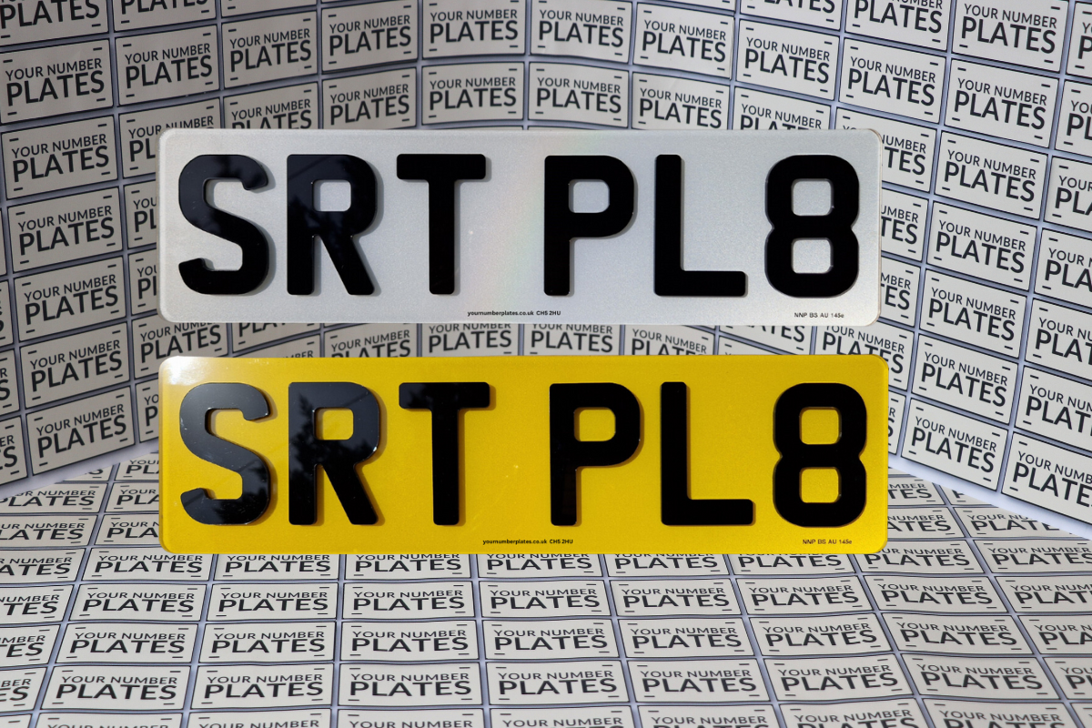 Close up of raised acrylic digits on 4D short plates 6 digit DVLA road legal number plate