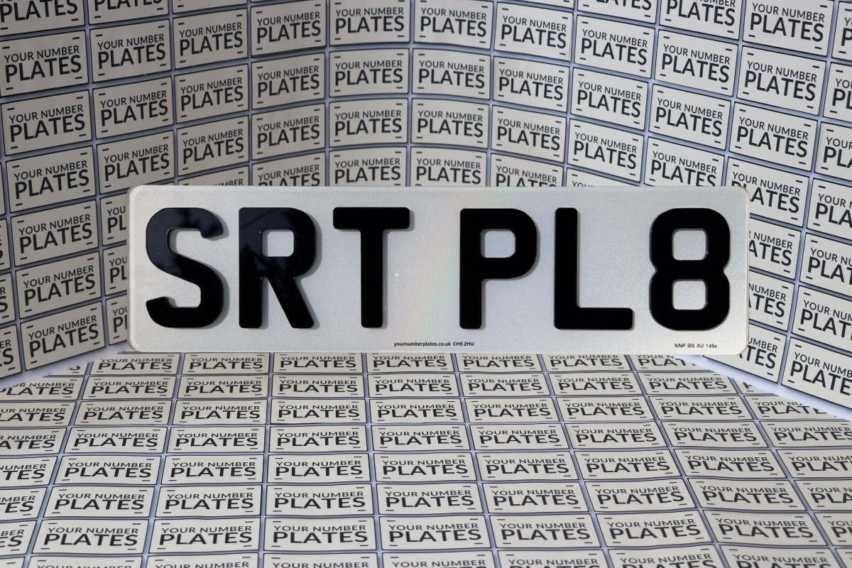Front white 4D short plates 6 digit acrylic number plate 406x111 mm UK DVLA legal