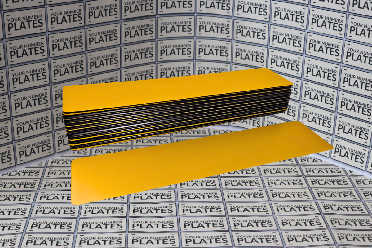 Hiltek yellow number plate substrate 520 x 111mm pack of 25