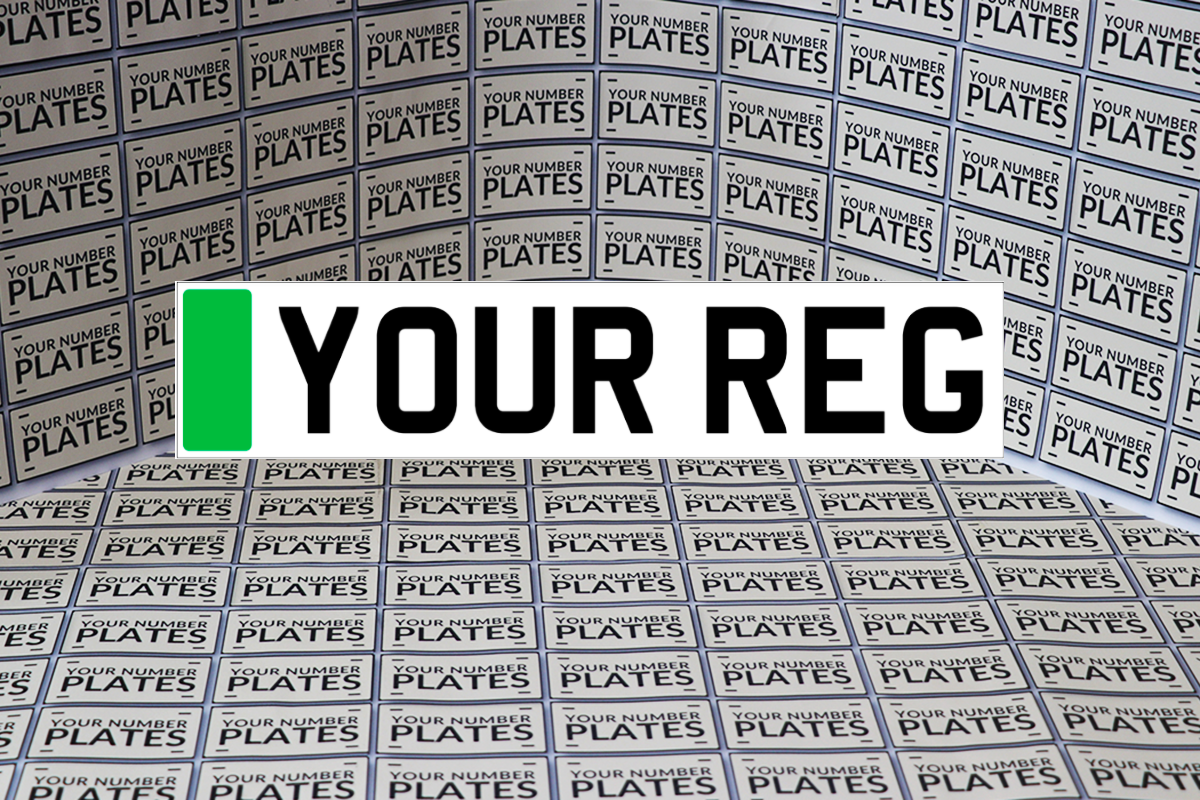 UK standard plain replacement number plate road legal front Green EV