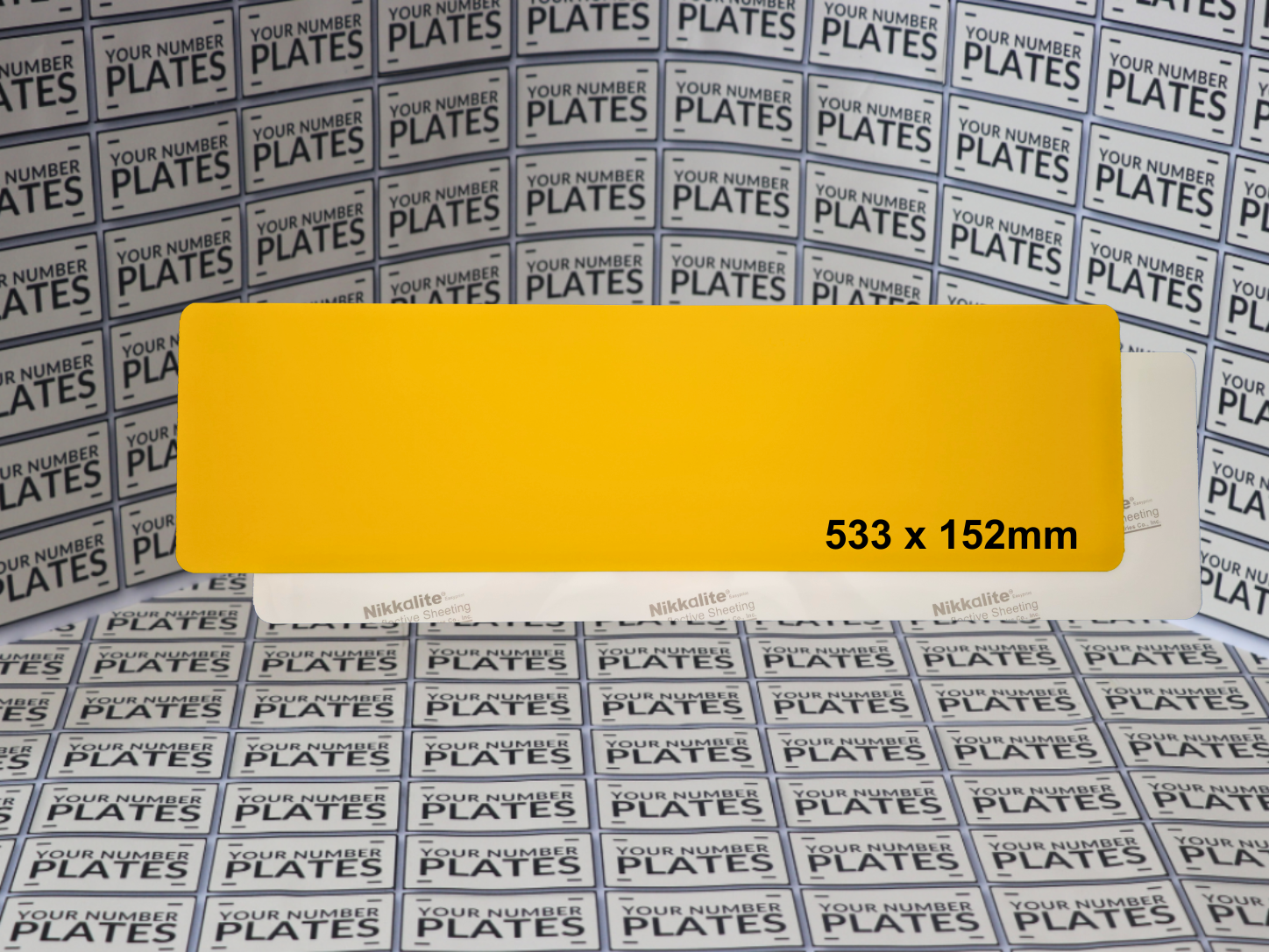 Yellow Nikkalite reflective backing 533 x 152mm for oversized rear number plates