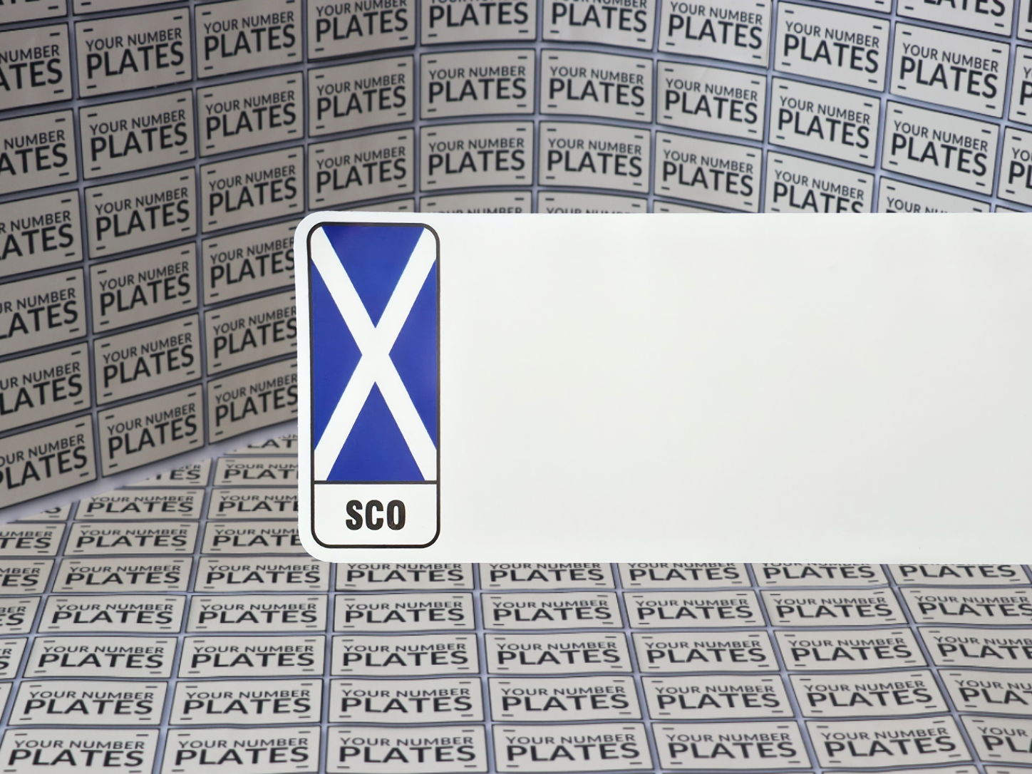 White Nikkalite reflective with Scotland flag identifier for number plates