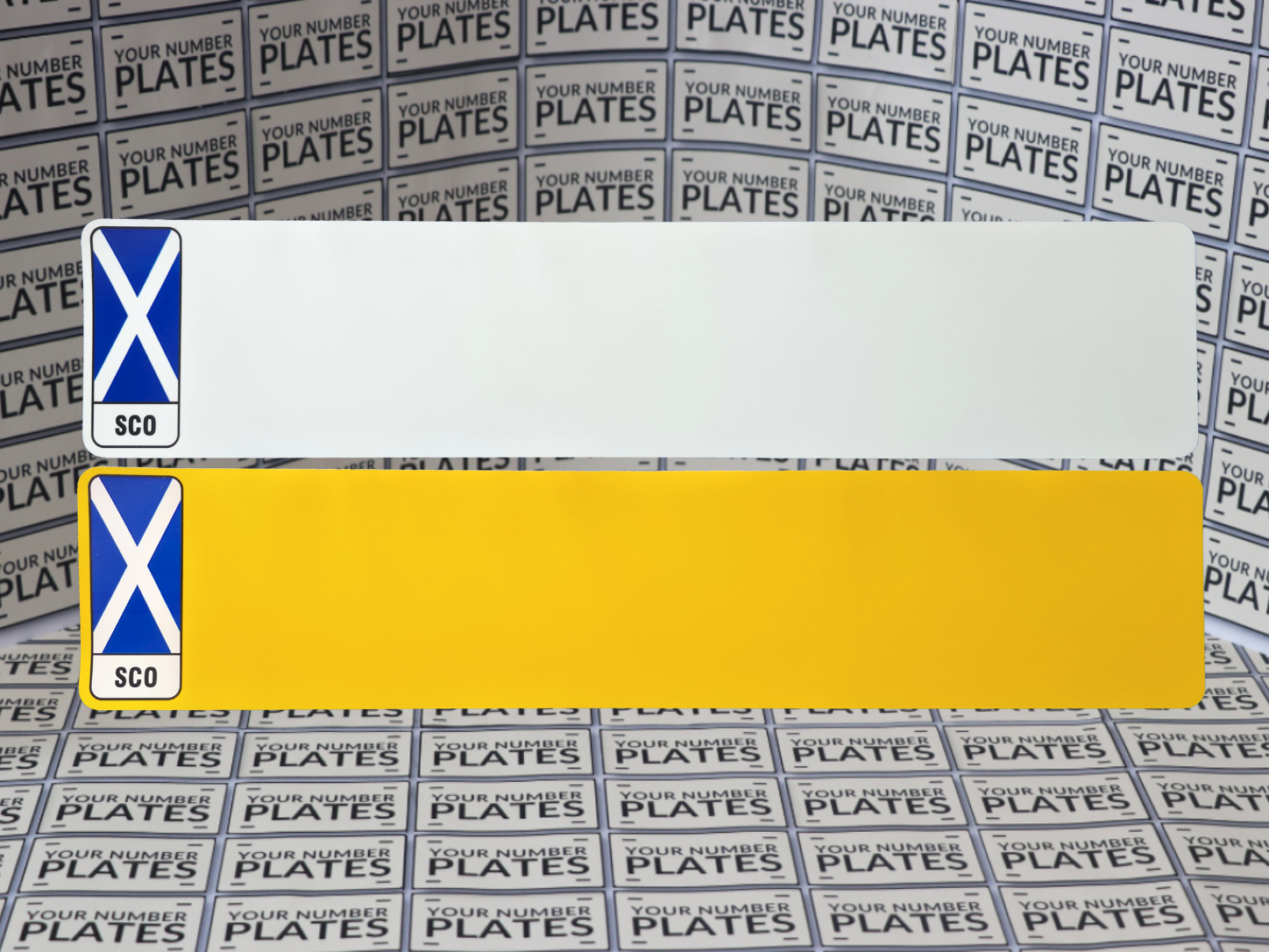 Blank number plate reflective backing with Scotland flag 520 x 111mm