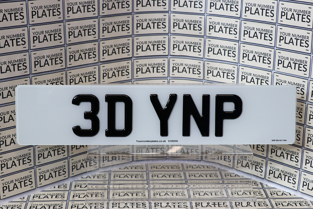 3d Gel front number plate close up
