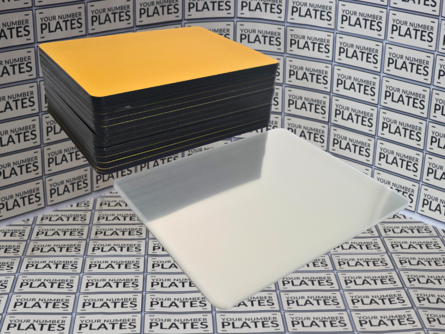 Twenty five yellow motorcycle substrates with twenty five clear laser films