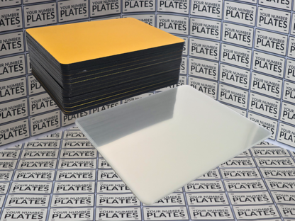 Twenty five yellow motorcycle substrates with twenty five clear laser films