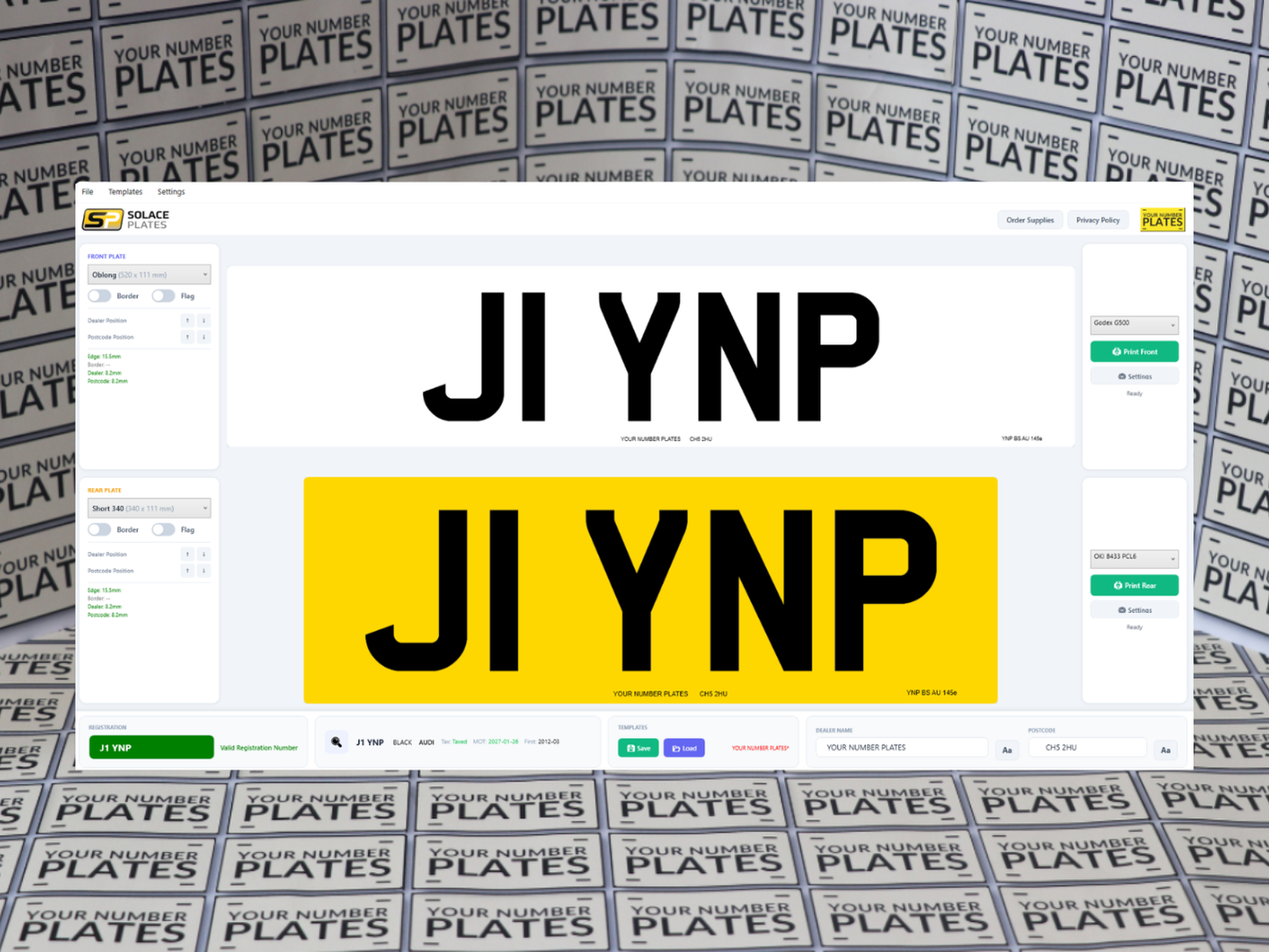 Number plate printing software for Windows PC