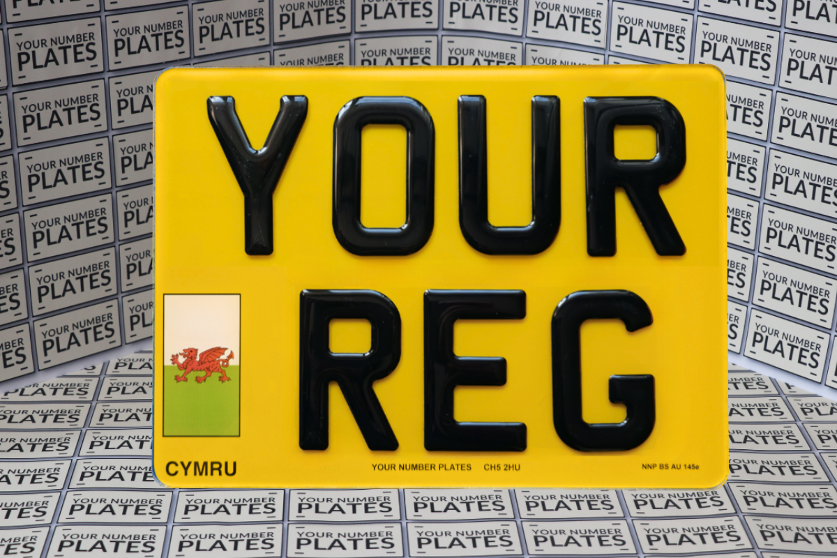 3D gel 11x8 square number plate Wales red dragon flag road legal MOT compliant