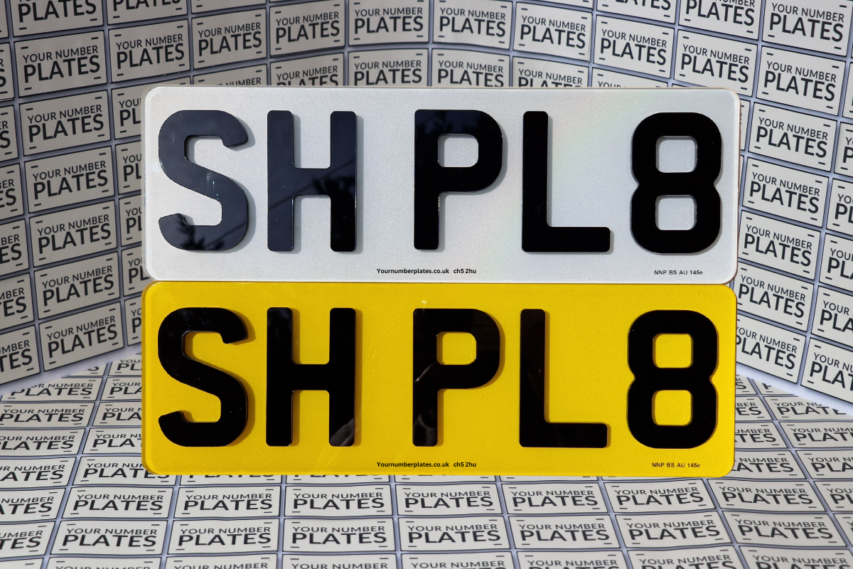 4D Acrylic short plate front and rear number plates close up
