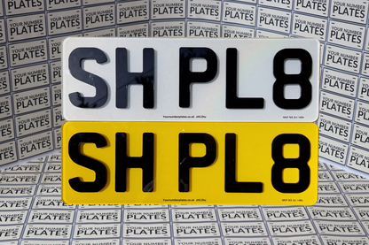 4D Acrylic short plate front and rear number plates close up