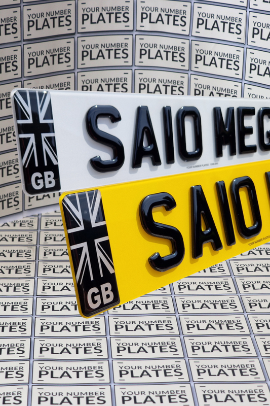 4D Gel Replacement Number Plates With Black GB Badge