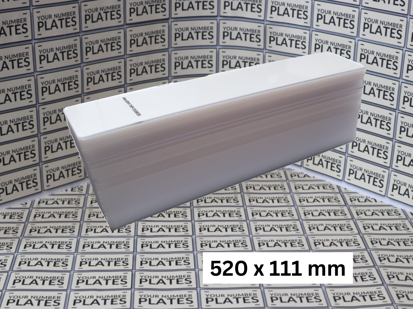 Bevelled edge blank number plate acrylic 520mm x 111mm BS AU 145e