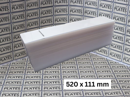 Bevelled edge blank number plate acrylic 520mm x 111mm BS AU 145e
