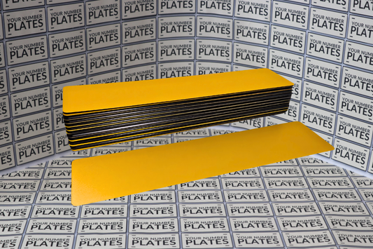 Hiltek yellow number plate substrate 520 x 111mm pack of 25