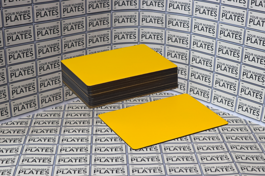 Hiltek square yellow number plate substrate 284 x 210mm pack of 25