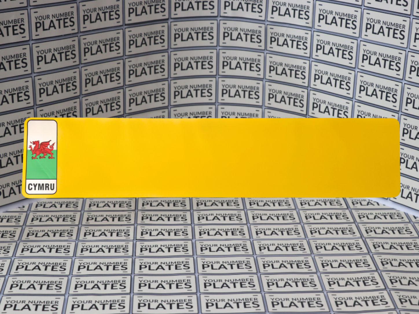 Yellow Nikkalite reflective backing with Welsh flag identifier
