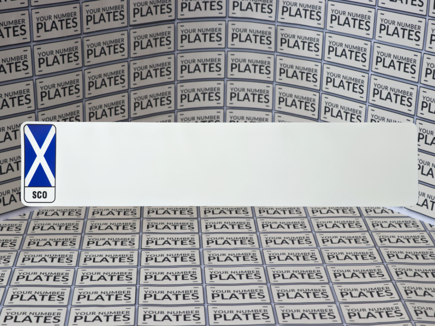 Scotland flag number plate reflective white Nikkalite 520 x 111mm