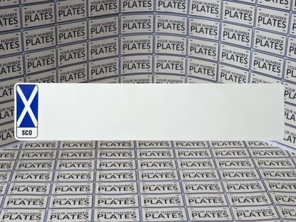 Scotland flag number plate reflective white Nikkalite 520 x 111mm