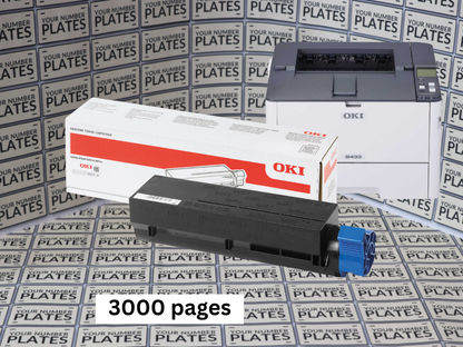 Genuine OKI B433 black toner cartridge 09006236 with 3000 page yield for number plate printing