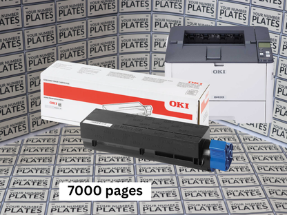 Genuine OKI B433 black toner cartridge 09006237 with 7000 page yield for number plate printing