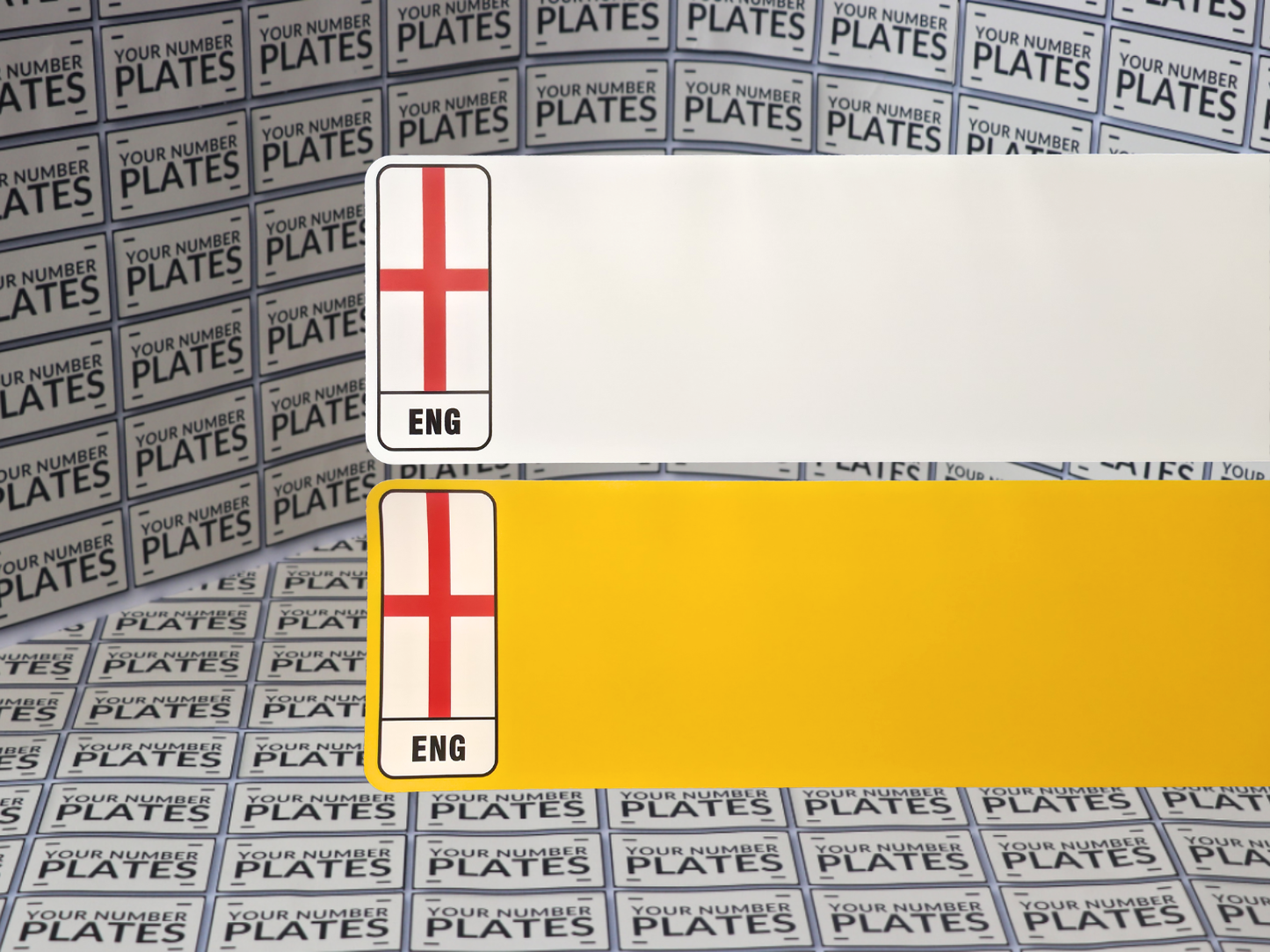 White Nikkalite reflective with England flag identifier for number plates
