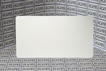 blank white import number plate reflective