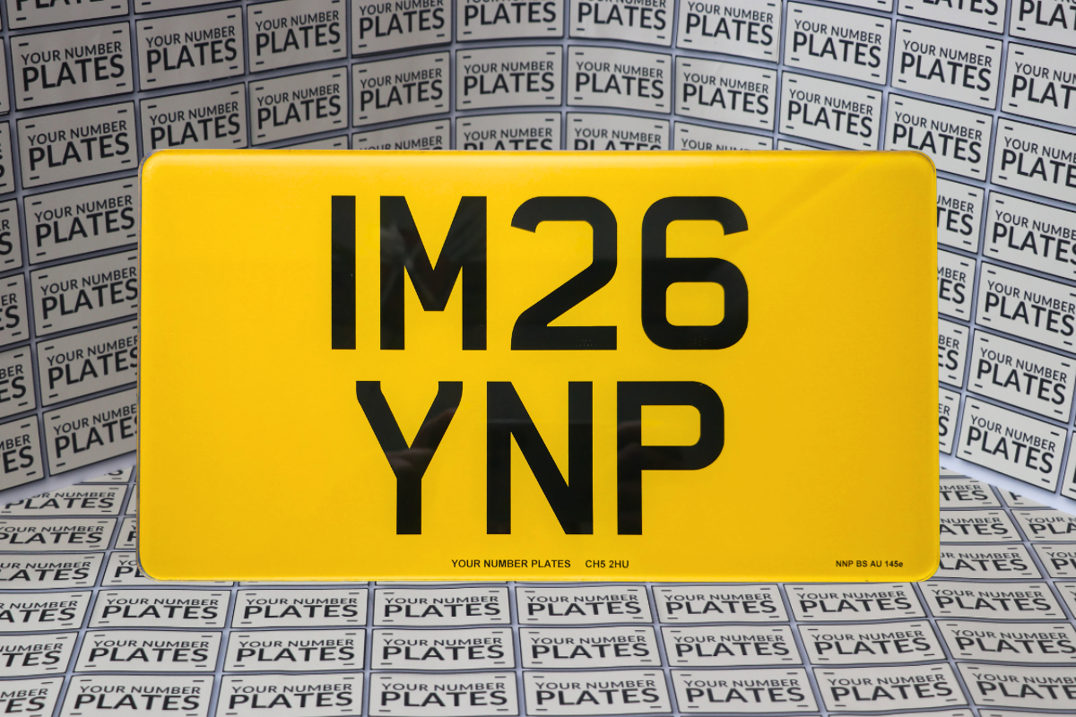 blank yellow import number plate 