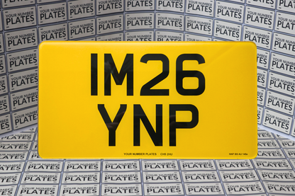 blank yellow import number plate 