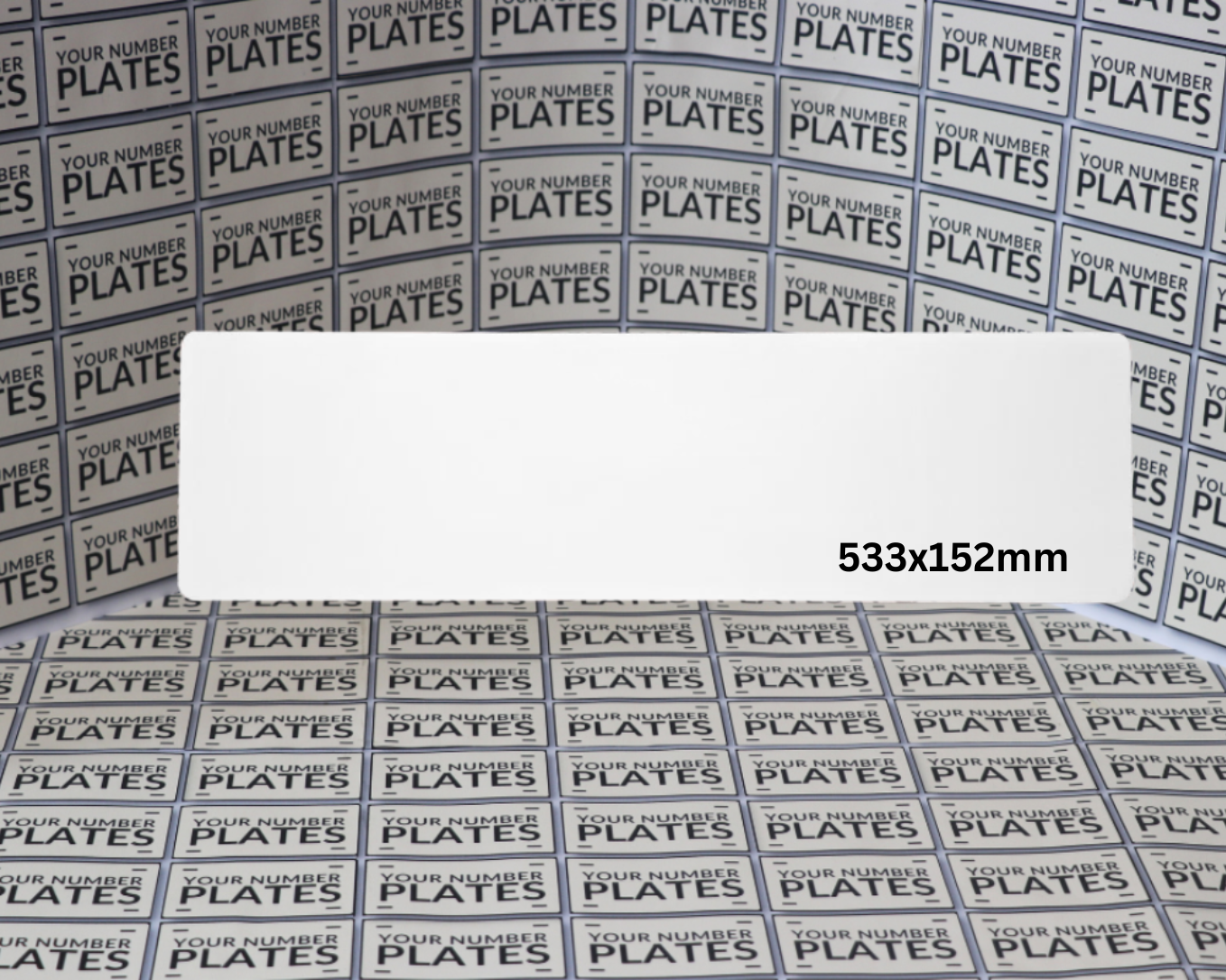 white overized number plate backing 533x152mm