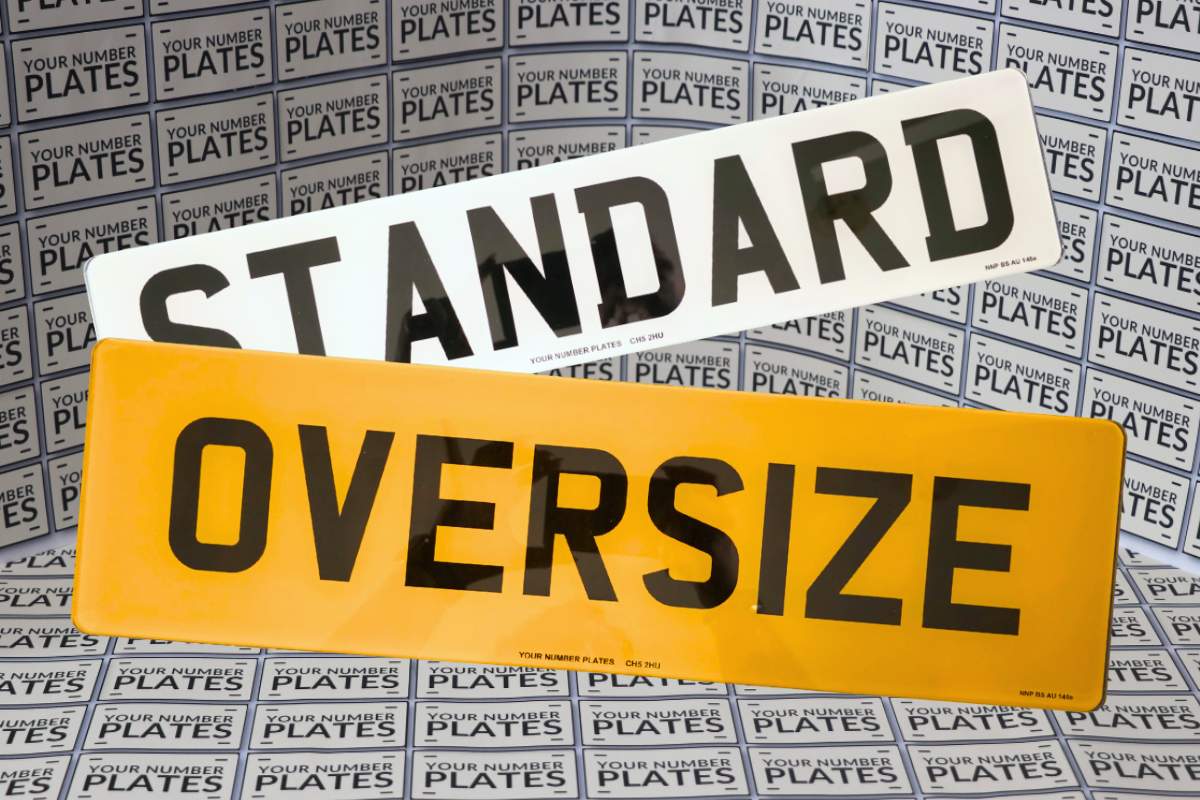 Oversized rear 533x152 number plate for modified cars road legal BS AU 145e