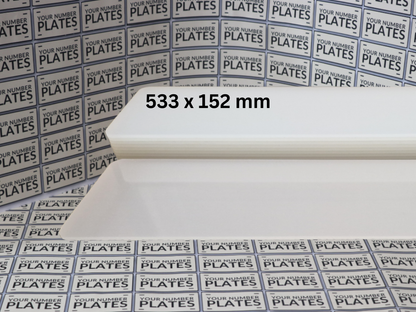 Oversized number plate acrylic panel 533 x 152mm clear blank