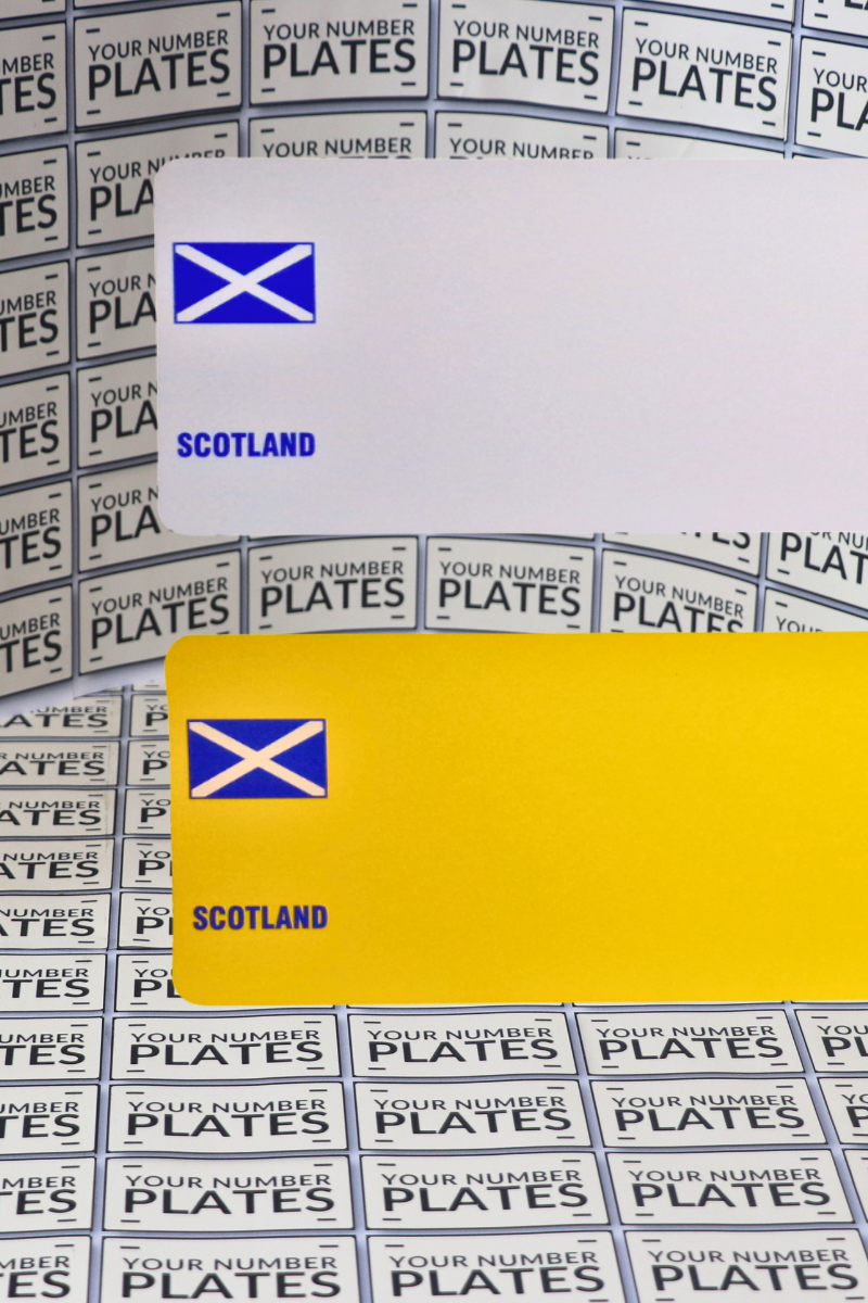 number plates reflective with scottish flag