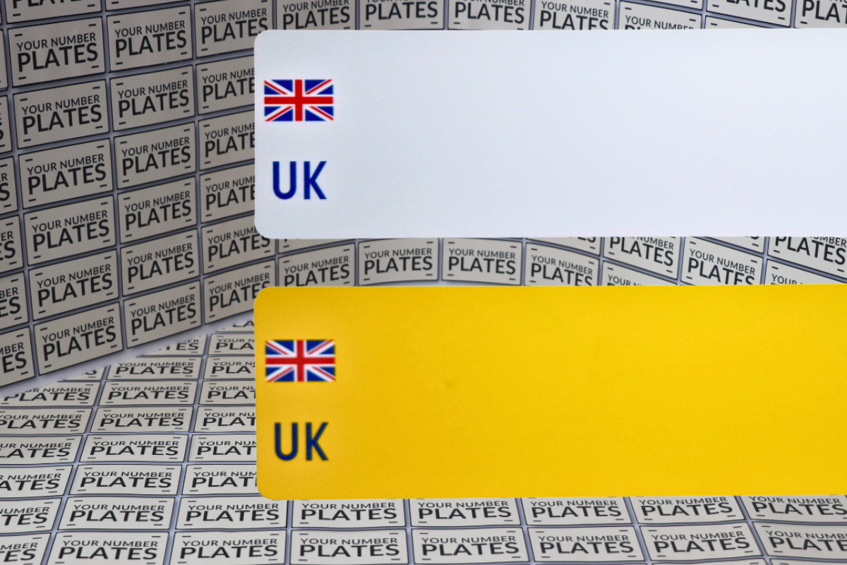 number plates reflecives with flag