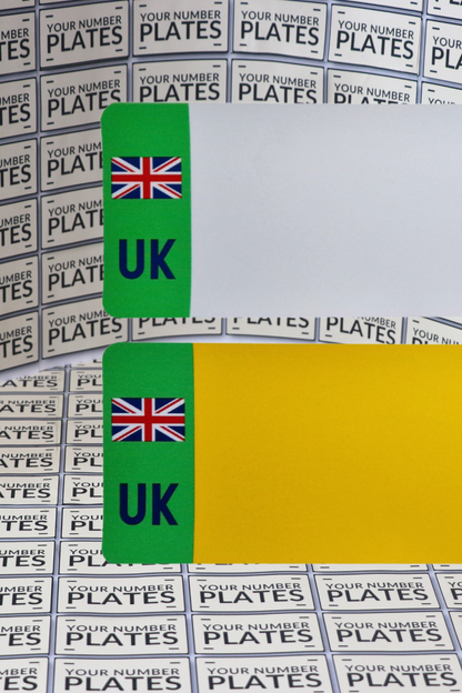 25x Blank Number Plate Reflective With a Green Block