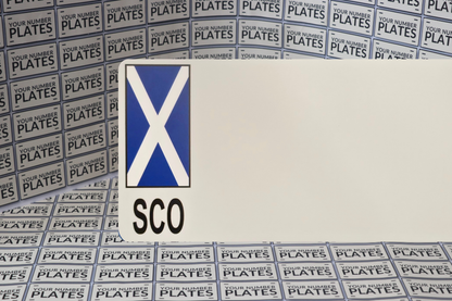 25 x Blank Number Plate Reflective With pre printed Flag SCOTLAND