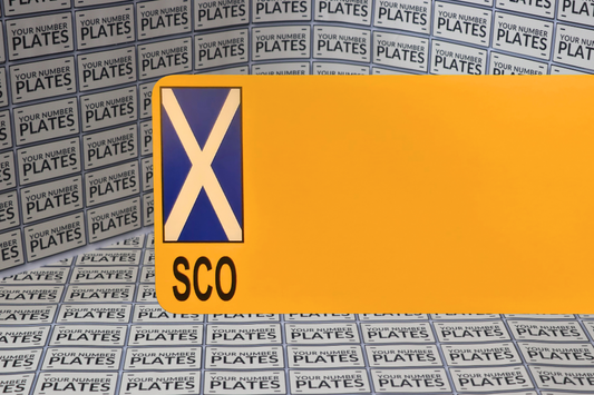 SCOTLAND FLAG NUMBER PLATE REFLECTIVE YELLOW NIKKALITE 520MM X 111MM