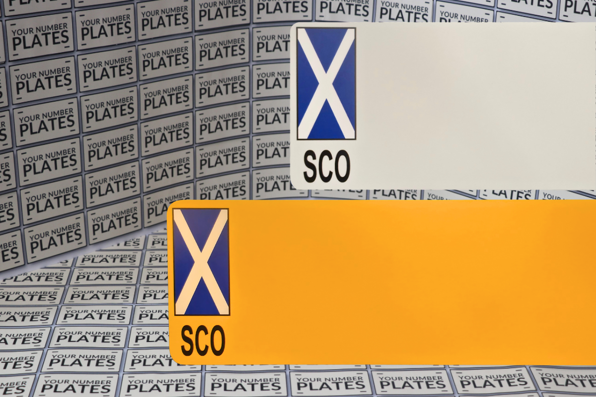SCOTLAND FLAG NUMBER PLATE REFLECTIVE WHITE NIKKALITE 520MM X 111MM