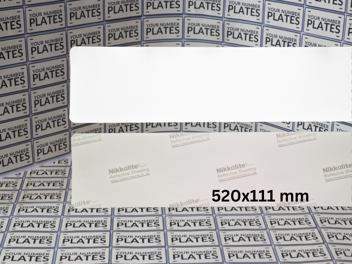 25x Blank Number Plate Reflective Sheets White or Yellow 520 x 111mm