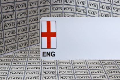 white reflective with travel flag