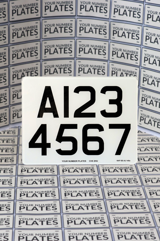 UK road legal 9×7 EU travel trailer and caravan number plate with DVLA registration format