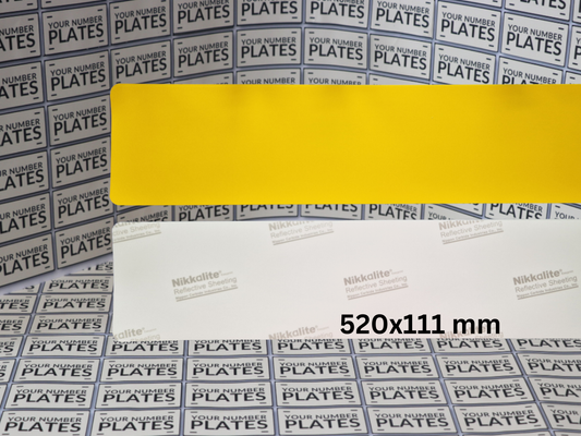 25x Blank Number Plate Reflective Sheets White or Yellow 520 x 111mm