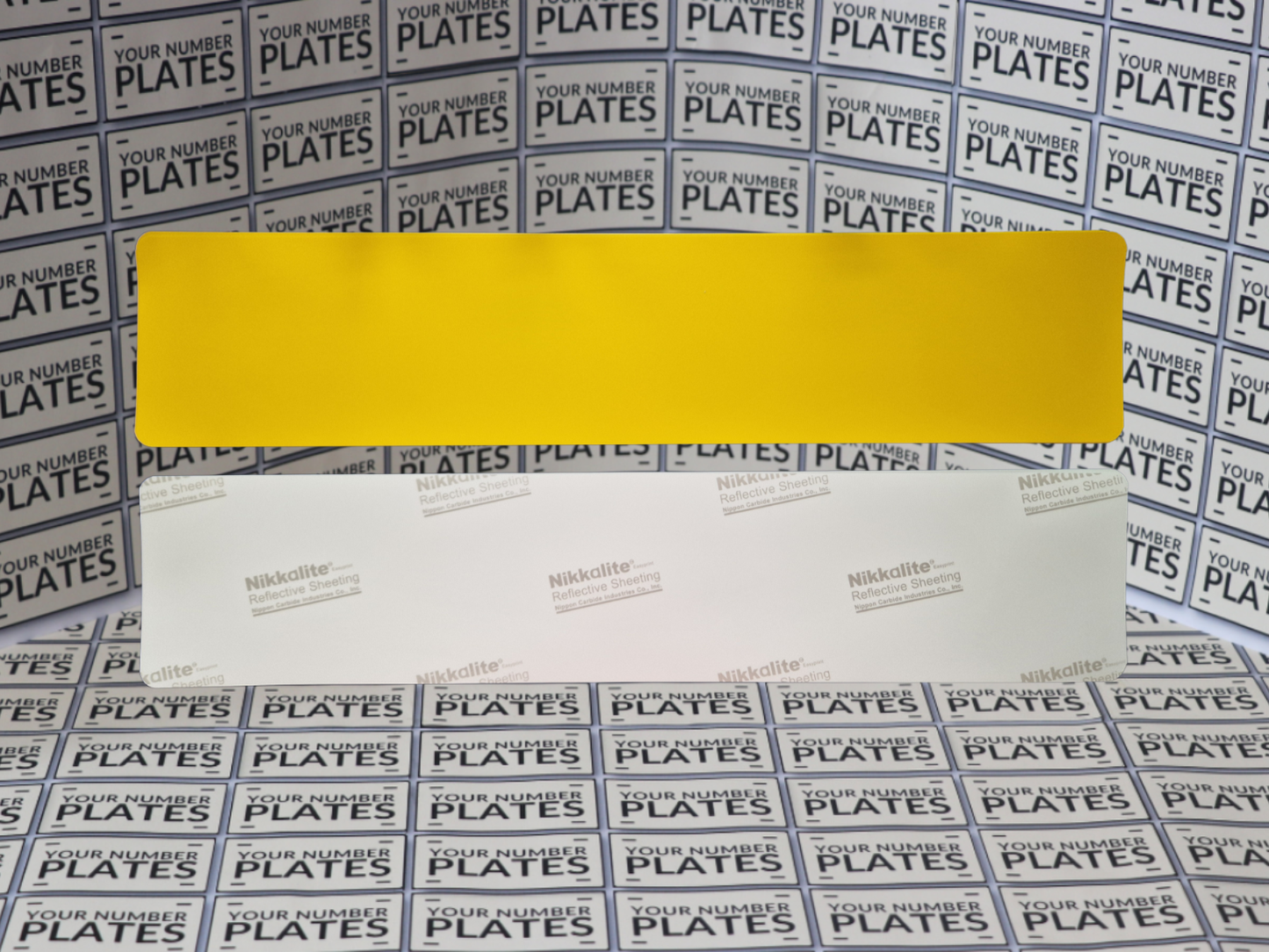 Yellow Nikkalite rear number plate reflective sheet 520x111mm